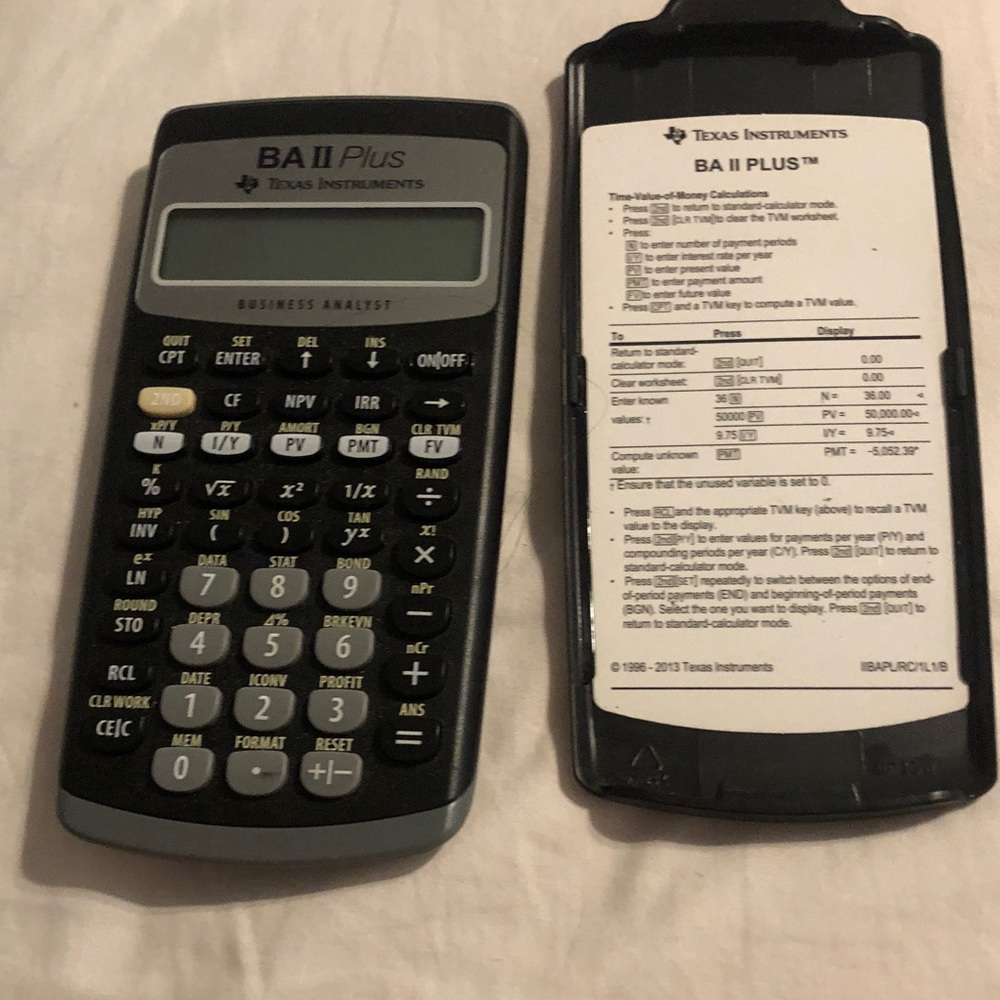 Texas Instruments BA II Plus Calculator in Black and Gray